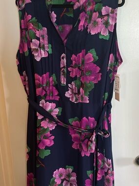 Nanette Lepore Navy Dress with Pink Floral Print